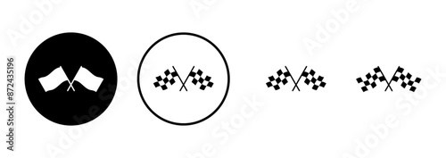 Race flag icon vector isolated on white background. Competition sport flag line vector icon. Racing flag. Start finish flag. Checkered. Start