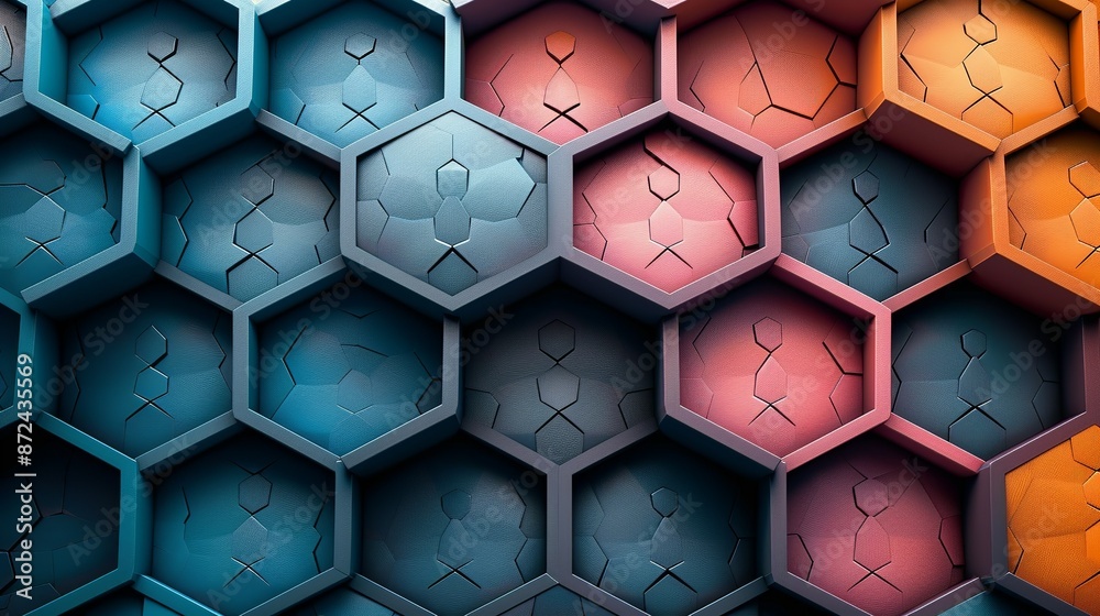 Fototapeta premium Elegant hexagonal grid with a minimalist design, featuring thin lines and subtle gradients, perfect for sophisticated backgrounds and contemporary digital art. , Minimalism,