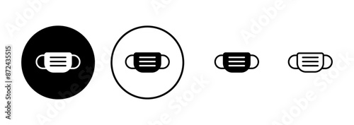Mask icon vector isolated on white background. Man face with mask icon. Safety breathing masks. Industrial safety N95 mask. Medical mask vector icon.