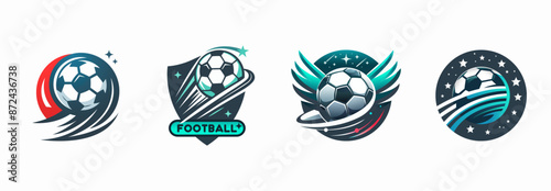 Hand drawn football logo design templates