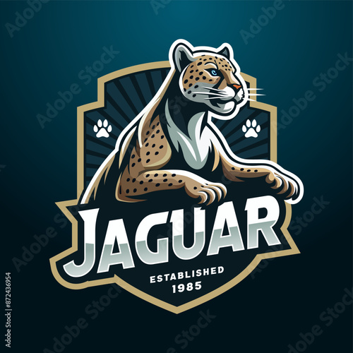 High quality jaguar with shield logo vector