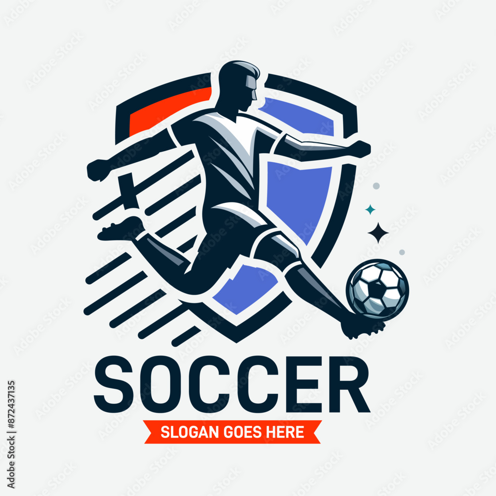 Hand drawn flat design soccer logo template Hand drawn flat design soccer logo template
