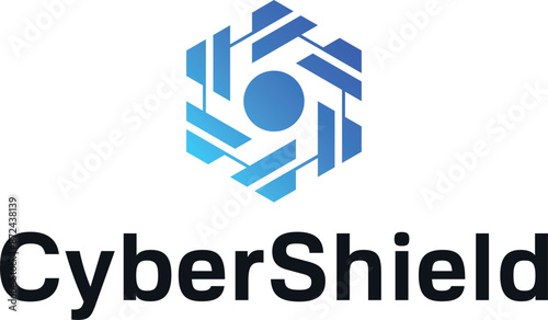 AI abstract cyber security logo illustration design vector, digital connection protector