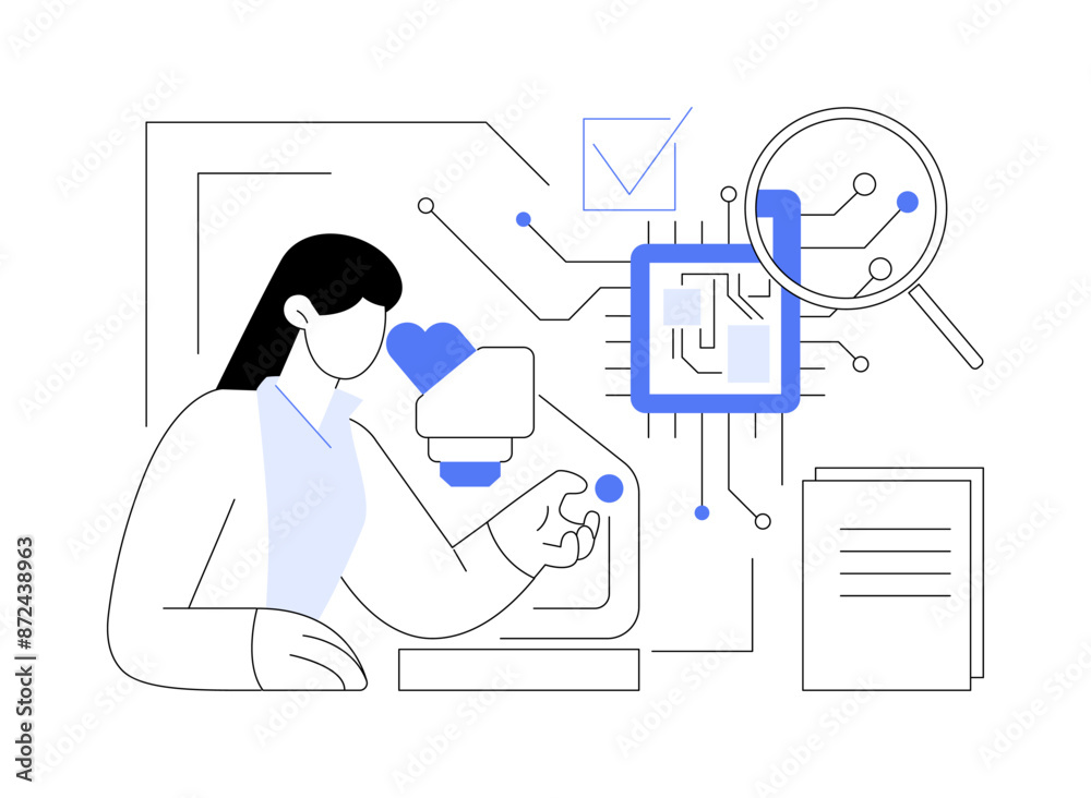 Circuit boards inspection abstract concept vector illustration. Circuit boards inspection abstract concept vector illustration.