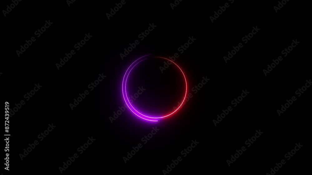 Neon clock icon animation and looping 24 hours day fast speed isolated on black background. Neon clock icon animation and looping 24 hours day fast speed isolated on black background.