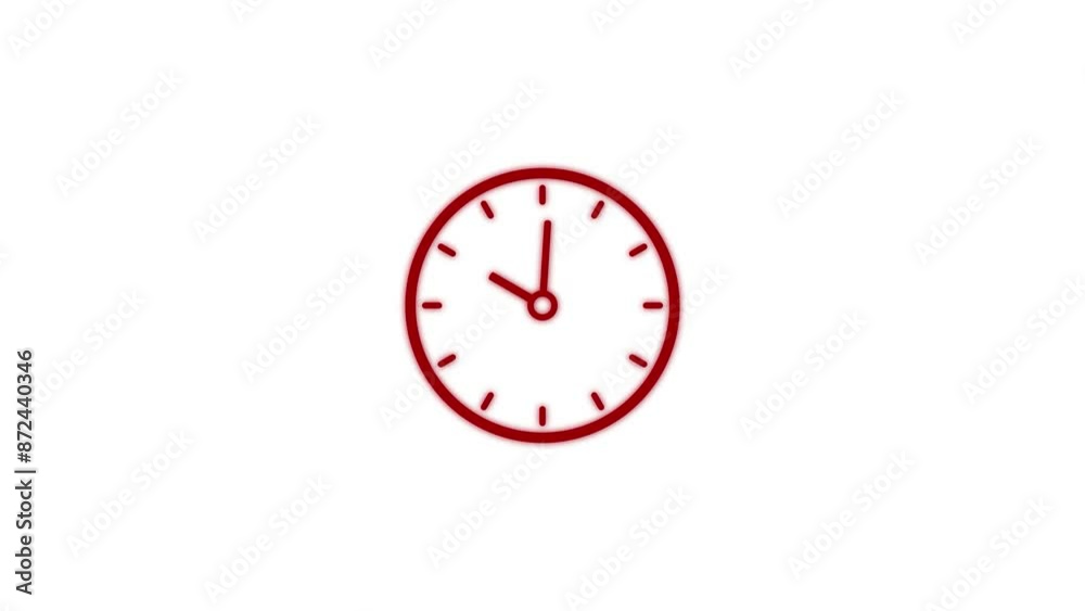 Clock icon flat style 24 hours timer clock animation with moving arrows.