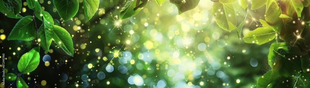 Obraz premium Glimmering Sunlight Filtering Through a Leafy Canopy