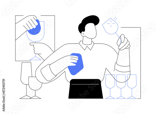 Polishing glasses abstract concept vector illustration.