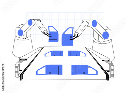Stamping car body parts abstract concept vector illustration.