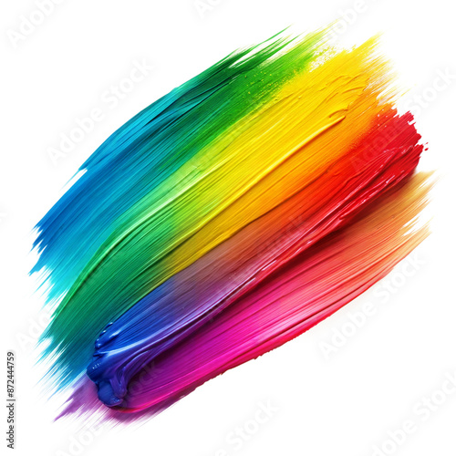 Abstract Rainbow Paint Brush Stroke Isolated On Transparent Background