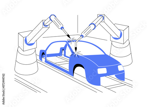 Assembling car body panels abstract concept vector illustration.