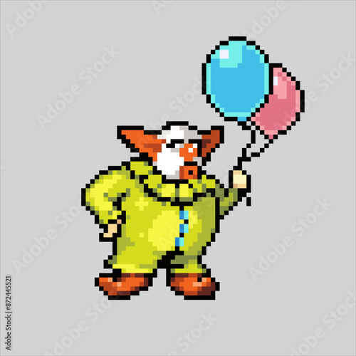 Pixel art illustration Clown. Pixelated Carnival Clown. Carnival Clown pixelated for the pixel art game and icon for website and video game. old school retro.