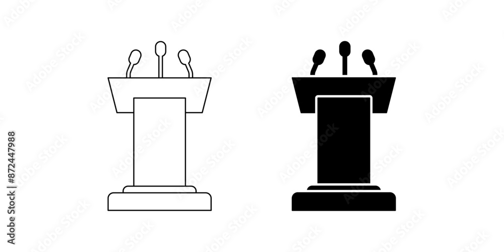 press conference podium icon set isolated on white background press conference podium icon set isolated on white background