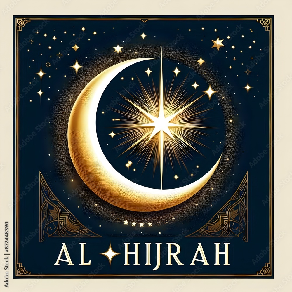 Naklejka premium banner and portrait to celebrate the Islamic new year