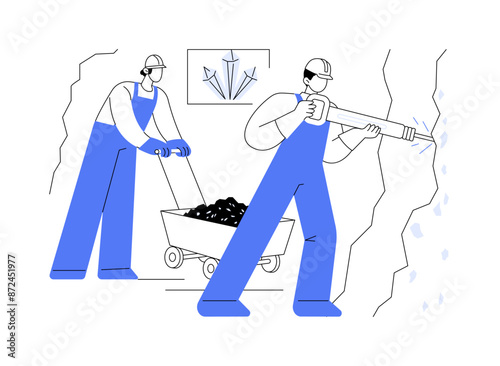 Underground gold mining abstract concept vector illustration.