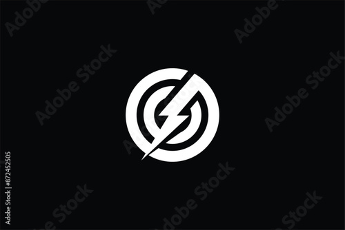 circle lines and thunder energy bolt abstract logo, circle and lightning bolt abstract vector target logo