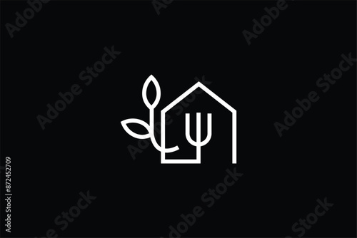 fork and leaf icon restaurant icon symbol, restaurant, fork  Healthy and organic meal, vector, Food house logo design with creative modern concept, food house green leaf logo vector stock