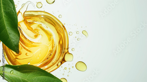 Tamanu Oil Extract Benefits for Skin and Health, White Background photo