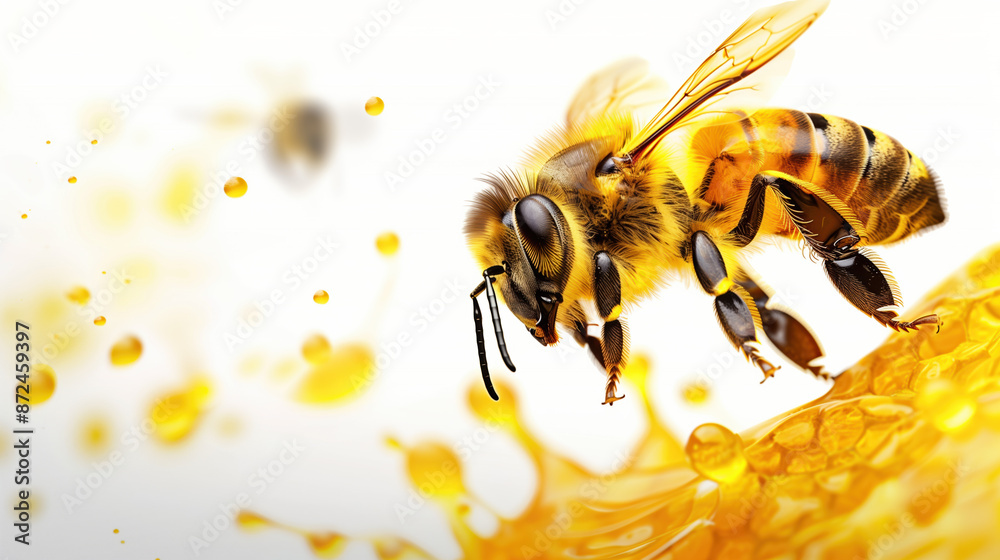 Bee Venom Extract for Skin Rejuvenation: Beauty and Health Benefits Highlighted on White Background Bee Venom Extract for Skin Rejuvenation: Beauty and Health Benefits Highlighted on White Background