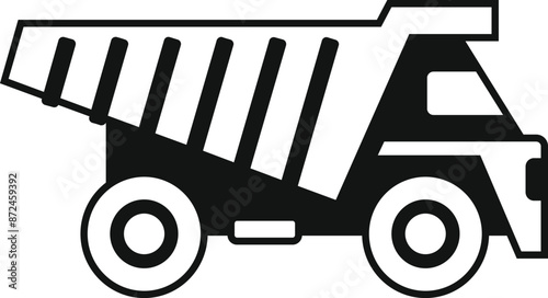 Simple icon of a mining dump truck transporting coal from the mine