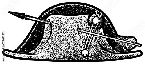 Schilderij op canvas Arrow pierced napoleon hat sketch engraving PNG illustration