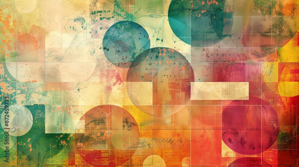 Abstract Geometric Composition with Circles and Squares Abstract Geometric Composition with Circles and Squares