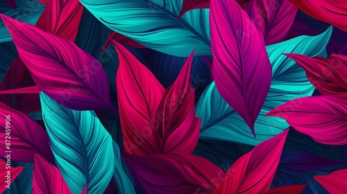 purple and blue tropical leaf background