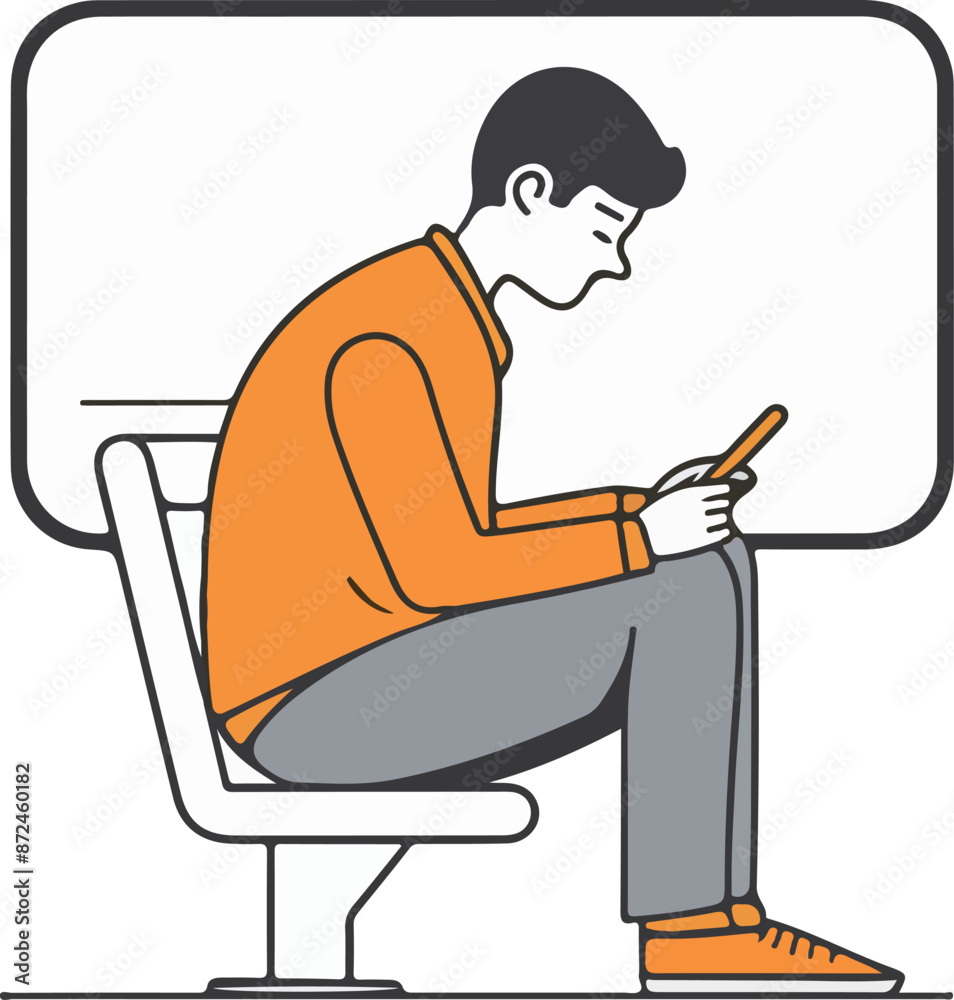 Man on Public Transport with Smartphone Man on Public Transport with Smartphone