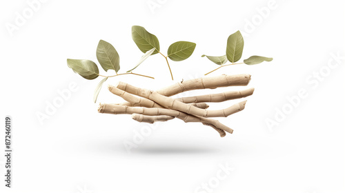 Ashwagandha Extract for Skin and Health, Herbal Beauty Treatment on White photo