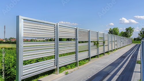 continuous metal barrier with sections that fold accordion-style, allowing the fence to be reconfigured according to privacy needs photo