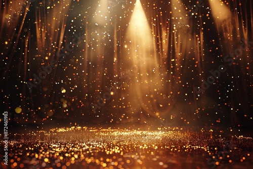 Wallpaper Mural concert stage, no instruments, glitter background, metallic confetti, shades of light and gold, creative  Torontodigital.ca