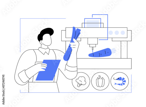 3D printing of food abstract concept vector illustration.
