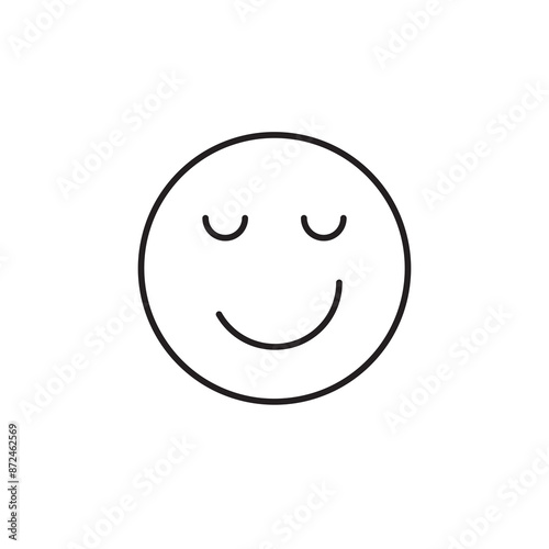 Grinning face emoji vector flat linear illustration for web and app on white background..eps