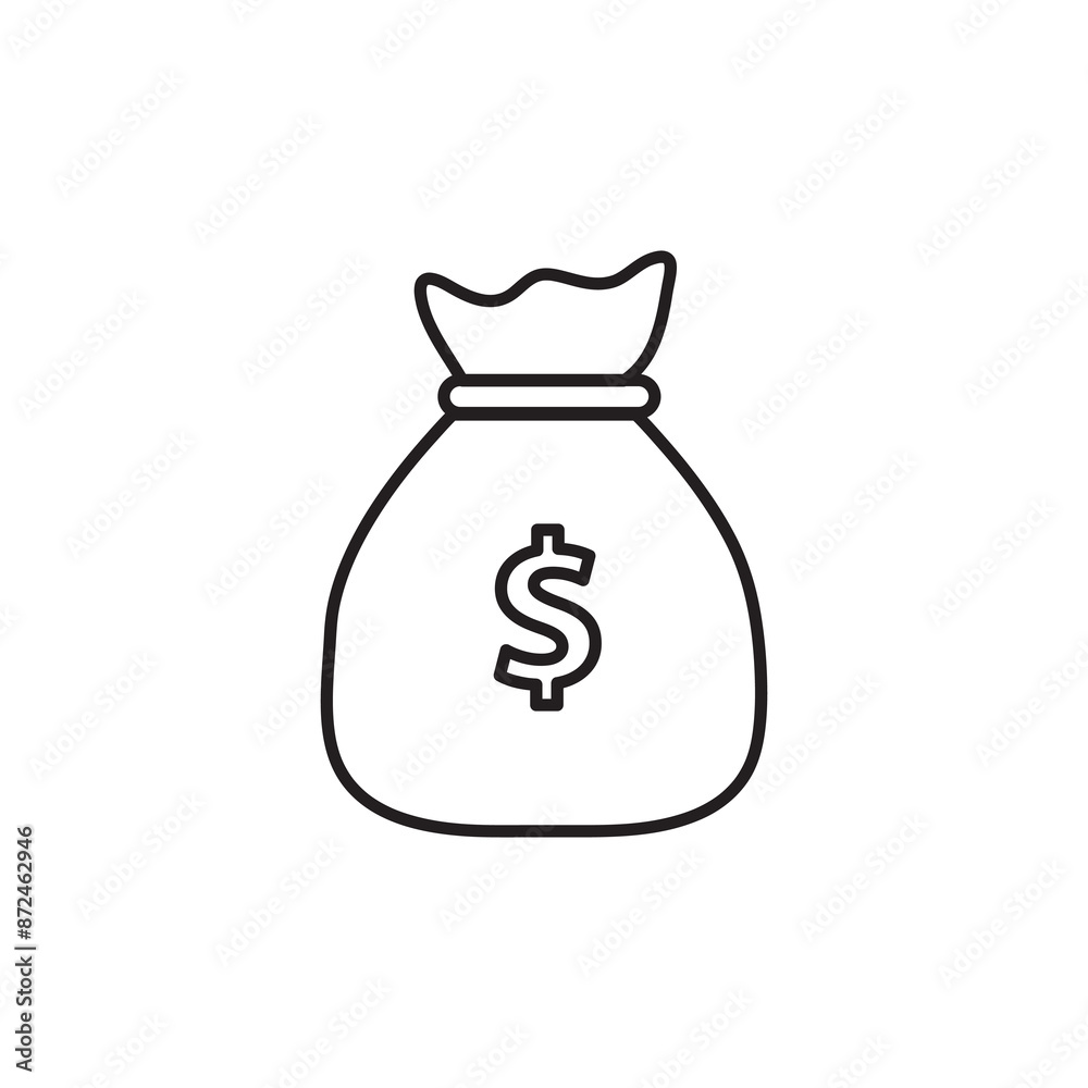 Money Bag symbol. vector flat black linear illustration for web and app on white background..eps Money Bag symbol. vector flat black linear illustration for web and app on white background..eps