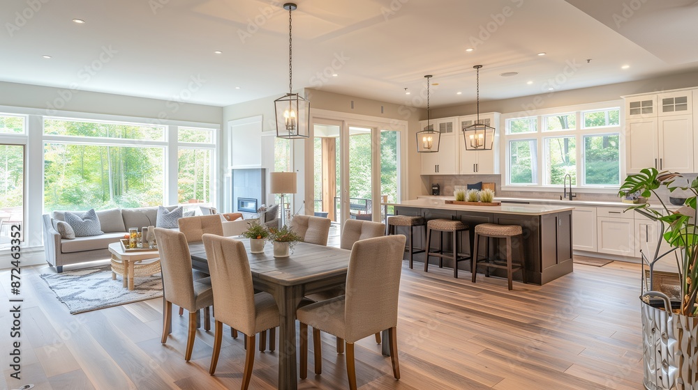 Spacious Open-Concept Living Area with Modern Kitchen and Abundant Natural Light. Spacious Open-Concept Living Area with Modern Kitchen and Abundant Natural Light.
