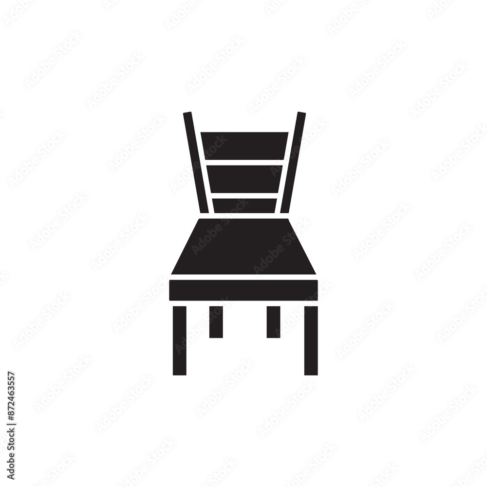 Wooden chair icon. simple flat black trendy style illustration  on white background..eps