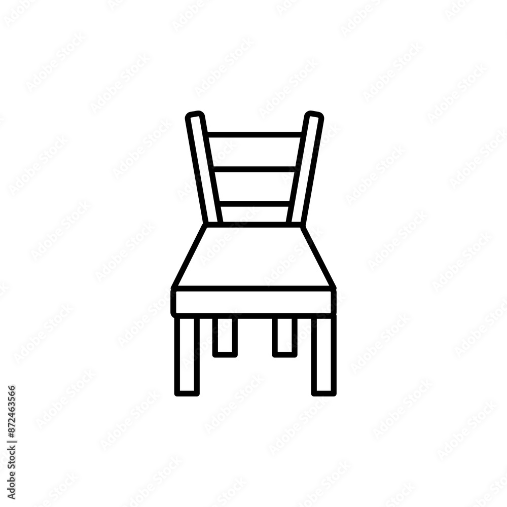 Wooden chair line icon. simple flat black linear illustration for web and app on white background..eps Wooden chair line icon. simple flat black linear illustration for web and app on white background..eps