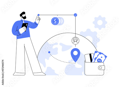 Cross-border payments abstract concept vector illustration.
