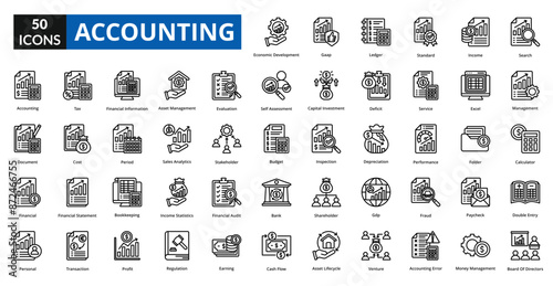 accounting icon line collection