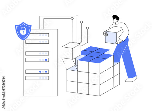 Blockchain cybersecurity abstract concept vector illustration.