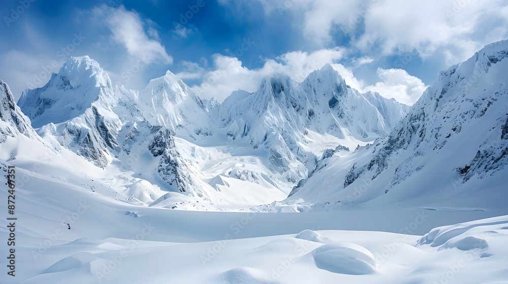 Majestic mountain peak snow covered panoramic landscape generated. Majestic mountain peak snow covered panoramic landscape generated.