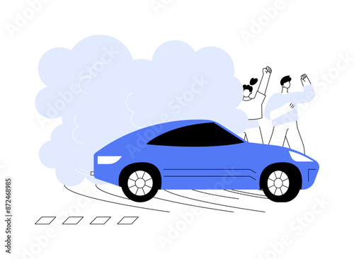 Drift racing abstract concept vector illustration.