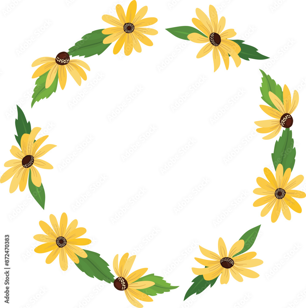 floral frame with Rudbeckia flowers, wedding frame with beautiful yellow color flowers floral frame with Rudbeckia flowers, wedding frame with beautiful yellow color flowers