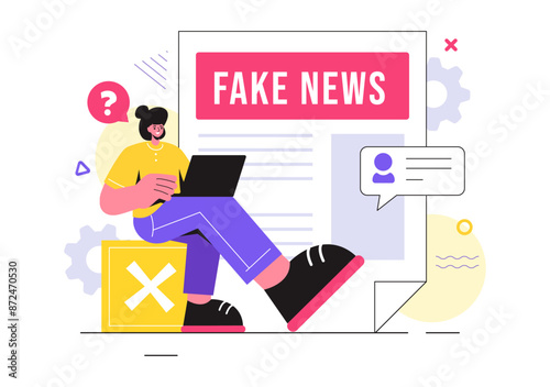 Fact or Fake Check News Vector Illustration with Myths vs Facts for Thorough Verification and Evidence Comparison in a Flat Cartoon Style Background