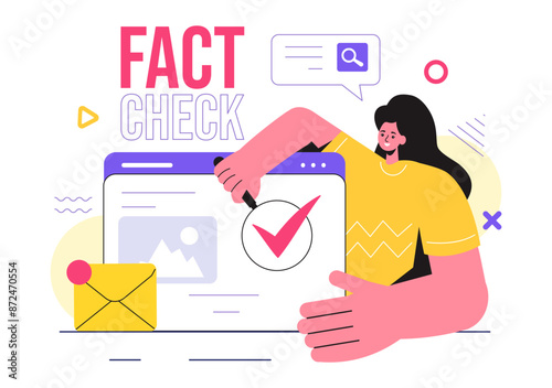 Fact or Fake Check News Vector Illustration with Myths vs Facts for Thorough Verification and Evidence Comparison in a Flat Cartoon Style Background