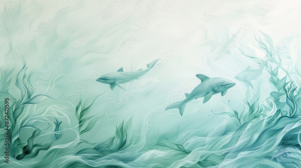 Fototapeta premium Two sharks swimming in the ocean