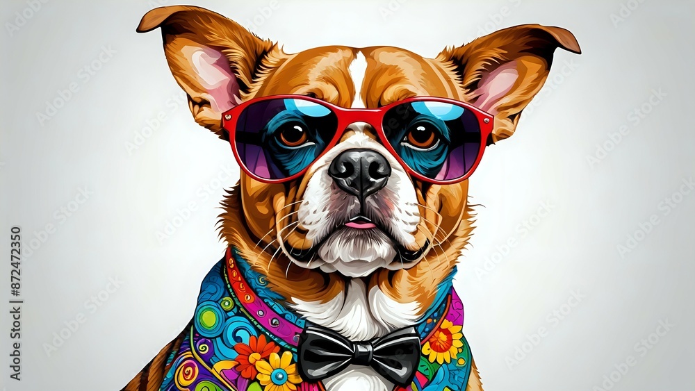 A dog wearing sunglasses and a bow tie. A dog wearing sunglasses and a bow tie.