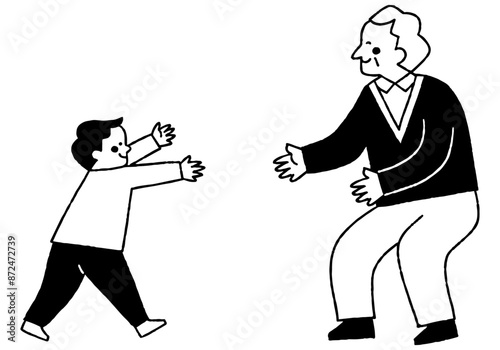 Grandfather reuniting with grandchildren for the first time in a long time_2