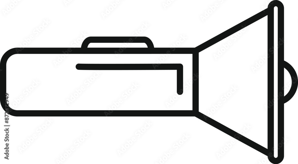 Flashlight shining, producing a bright beam of light, a simple icon representing the concept of finding your way Flashlight shining, producing a bright beam of light, a simple icon representing the concept of finding your way