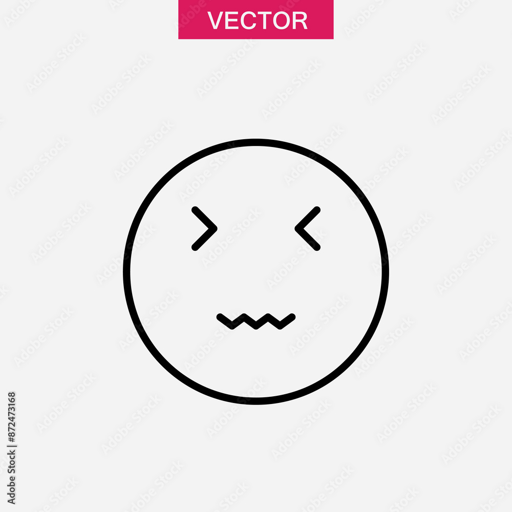 Confounded Face emoji line icon. simple flat black illustration on white background..eps Confounded Face emoji line icon. simple flat black illustration on white background..eps